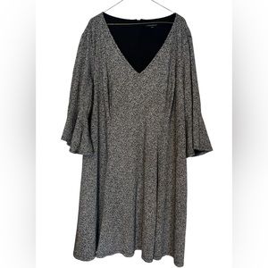 Lane Bryant Women’s V-Neck A-Line 3/4 Sleeve Knee Length Sz 26/28 Black /White